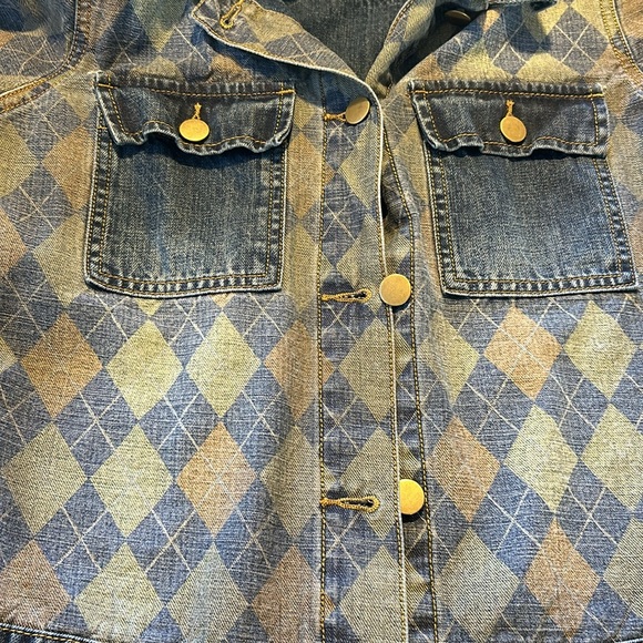 🎉HP🎉 Easel Argyle denim jacket size Small NWOT - Picture 4 of 8
